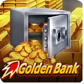 Golden Bank slot game icon featuring an open safe filled with gold bars.