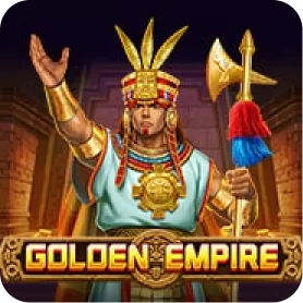 Golden Empire slot game icon featuring an Aztec emperor wearing a golden headdress.