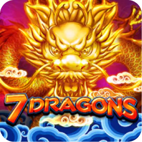 7 Dragons slot game icon featuring a golden dragon surrounded by flames and glowing energy.